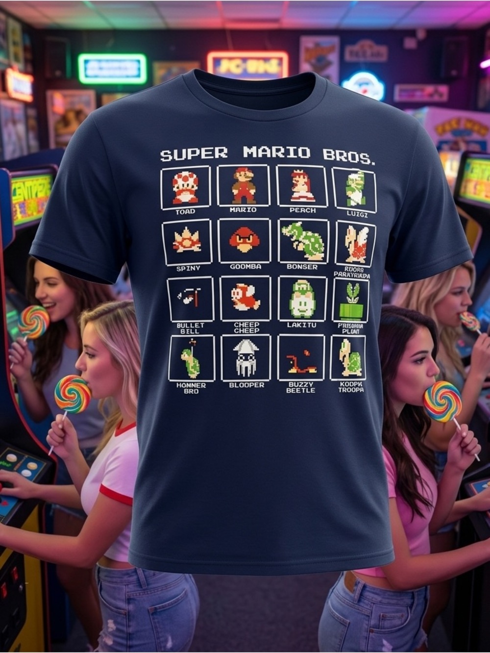 Marvel Super Mario Bros. Navy Short Sleeve Graphic Tee